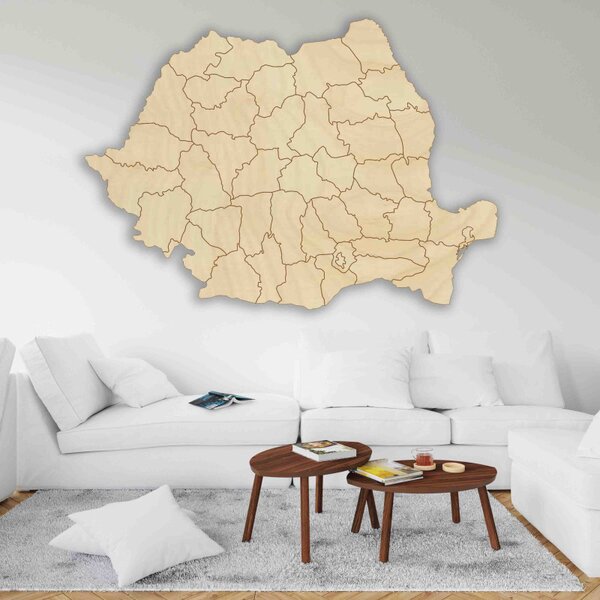 Drewniana mapa ścienna Romania - ROMA