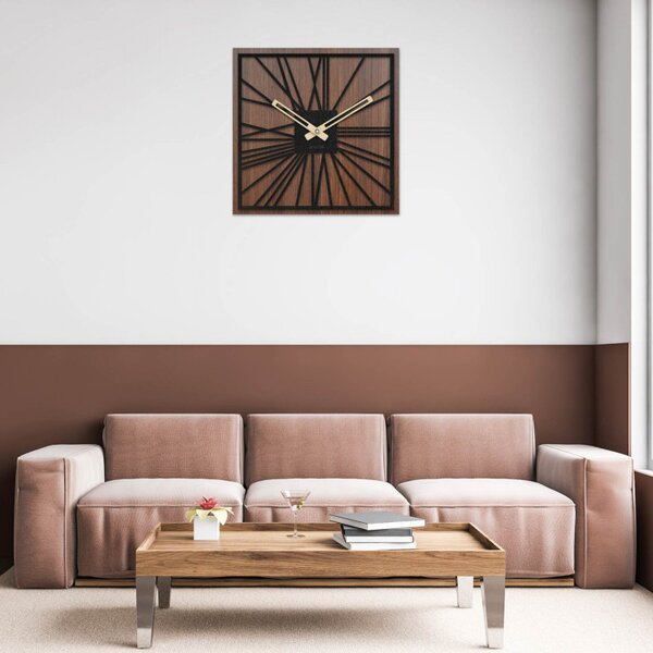 Drewniany zegar ścienny - Sentop | HDFK031 | orzech wenge
