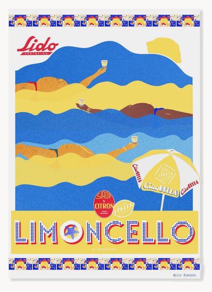 Plakat Hello Bonjour - En Vacances Limoncello