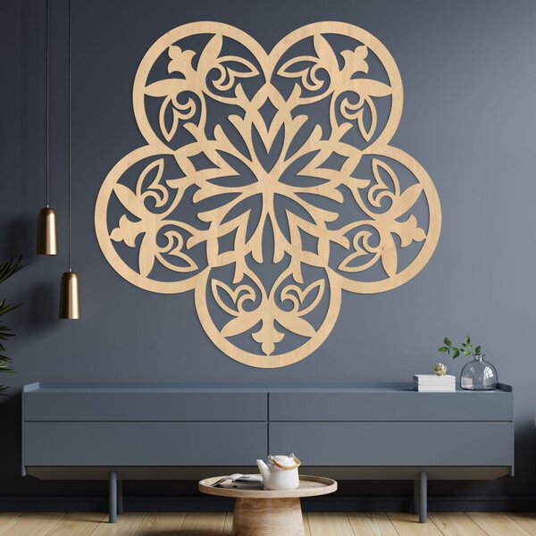 Drewniany obraz ścienna mandala tajemniczy kwiat - AURELIA