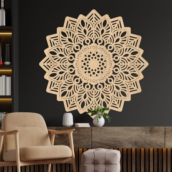 Drewniany obraz ścienny mandala w kształcie słońca - IGNEUS