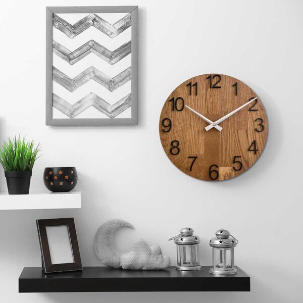 Zegar ścienny z litego dębu, minimalistyczny design | UNITARIY