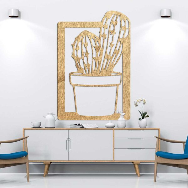 Designerski drewniany obraz ścienny z motywem roślinnym - ELIEE