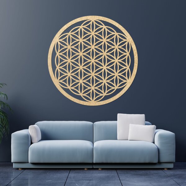 Drewniana dekoracja ścienna Kwiat Życia, mandala świętej geometrii | FOGO