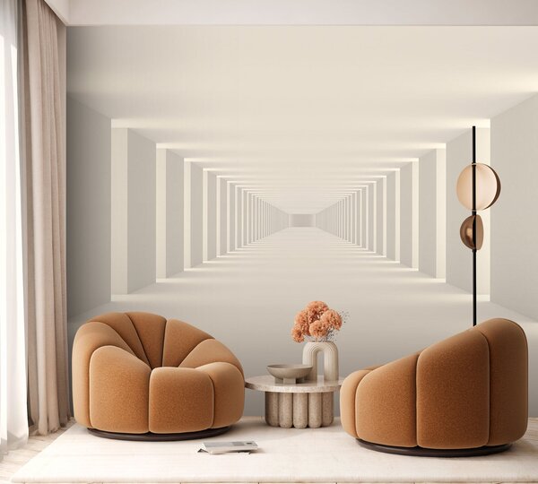 Fototapeta Długi biały pokój z kolumnami, Fototapety 3d, Popularne Fototapety, u95066 - Tapeko.pl