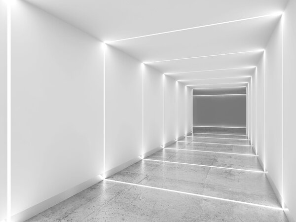 Fototapeta Biały korytarz z oświetleniem, Fototapety 3d, Popularne Fototapety, u95075 - Tapeko.pl