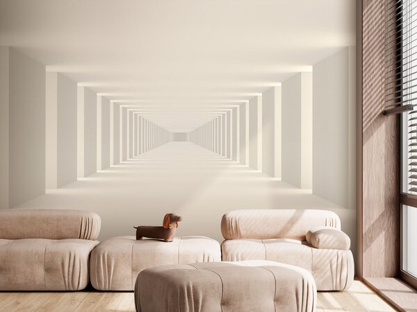 Fototapeta Długi biały pokój z kolumnami, Fototapety 3d, Popularne Fototapety, u95066 - Tapeko.pl