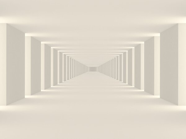 Fototapeta Długi biały pokój z kolumnami, Fototapety 3d, Popularne Fototapety, u95066 - Tapeko.pl