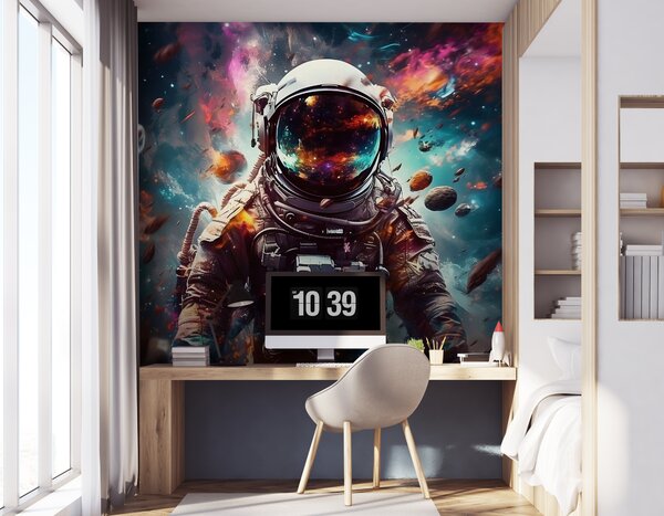 Fototapeta Astronauta w kosmosie z dużym hełmem, Fototapety Dziecięce, Popularne Fototapety, u95147 - Tapeko.pl
