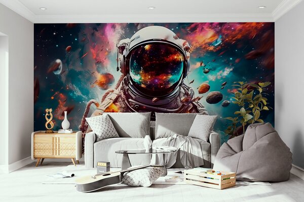 Fototapeta Astronauta w kosmosie z dużym hełmem, Fototapety Dziecięce, Popularne Fototapety, u95147 - Tapeko.pl