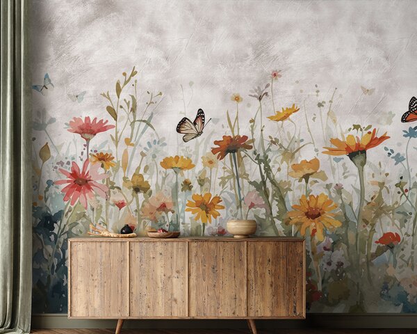 Fototapety Akwarela kwiaty i motyle, Fototapety Natura, u95406 : Uwalls.pl