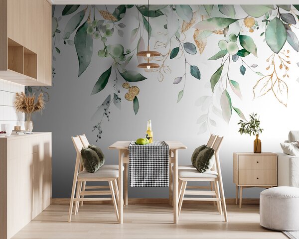 Fototapeta Delikatne liście i miękkie elementy botaniczne, Fototapety Kwiaty, Popularne Fototapety, u95506 - Tapeko.pl
