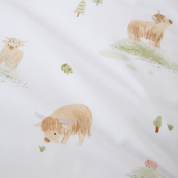 Białe bawełniane prześcieradło dziecięce do łóżeczka z gumką 70x140 cm Mini Moo Cow – Bianca