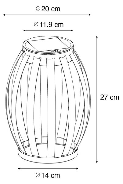 Zewnetrzna Lampa stołowa zewnętrzna czarna z 3-stopniowym ściemniaczem, zasilana energią słoneczną i akumulatorowa - Sheldon Oswietlenie zewnetrzne