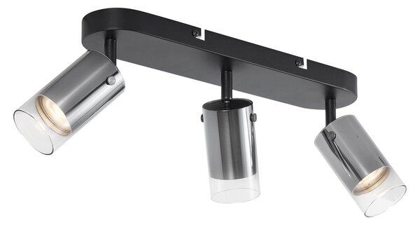 Nowoczesny reflektor sufitowy Gunmetal 3-punktowy obrotowy i regulowany - Drain