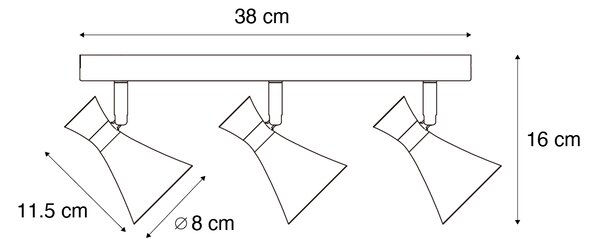 Nowoczesny reflektor sufitowy czarny 3-punktowy regulowany - Triangle