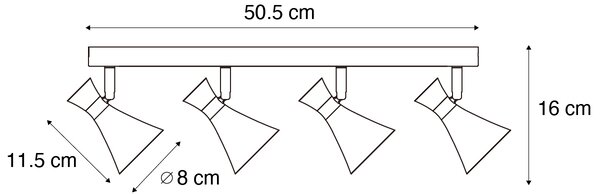 Nowoczesny reflektor sufitowy czarny 4-punktowy obrotowy i przechylny - Triangle