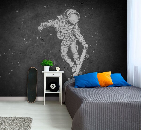 Fototapeta Rysunek astronauty na deskorolce, Fototapety Dla chłopców, Popularne Fototapety, u96123 - Tapeko.pl