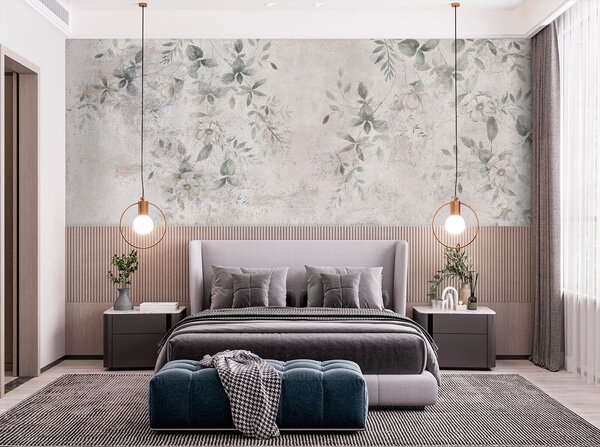 Fototapety Kwiaty z gałęziami na betonowym tle grunge minimalizm, Fototapety Prowansja, u96140 : Uwalls.pl