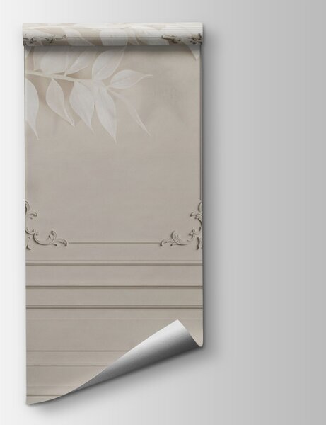 Fototapeta Ściana z białymi liśćmi, Fototapety design, Popularne Fototapety, u96165 - Tapeko.pl