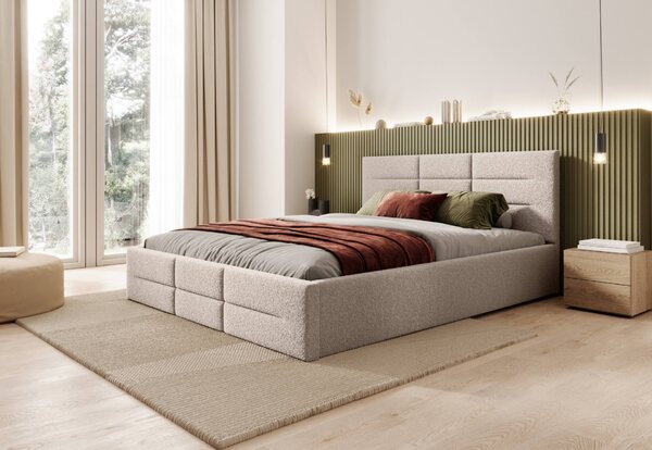 MebleMWM Łóżko tapicerowane z pojemnikiem SFG0142 | 160x200 | Boucle | Beż #3