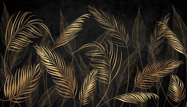 Fototapeta Eleganckie liście na ciemnym tle, Fototapety Liście, Popularne Fototapety, u96318 - Tapeko.pl
