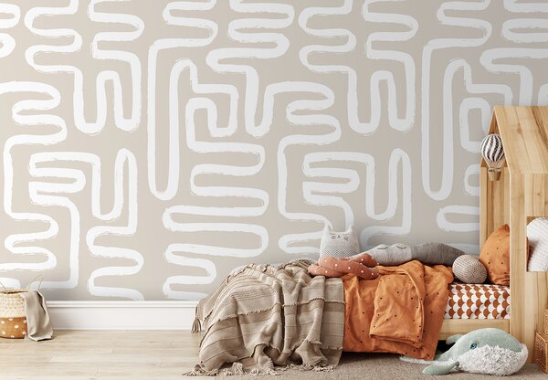 Fototapeta Białe linie na beżowym tle, Fototapety design, Popularne Fototapety, u96457 - Tapeko.pl