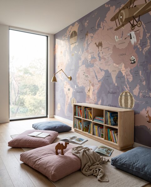 Fototapeta Balony i małe samoloty, Mapy małych odkrywców, Świat dziecka, u36066v4 - Tapeko.pl
