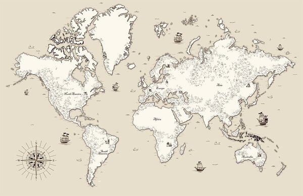 Fototapeta Mapa świata, Fototapety Dziecięce, Popularne Fototapety, u96481 - Tapeko.pl