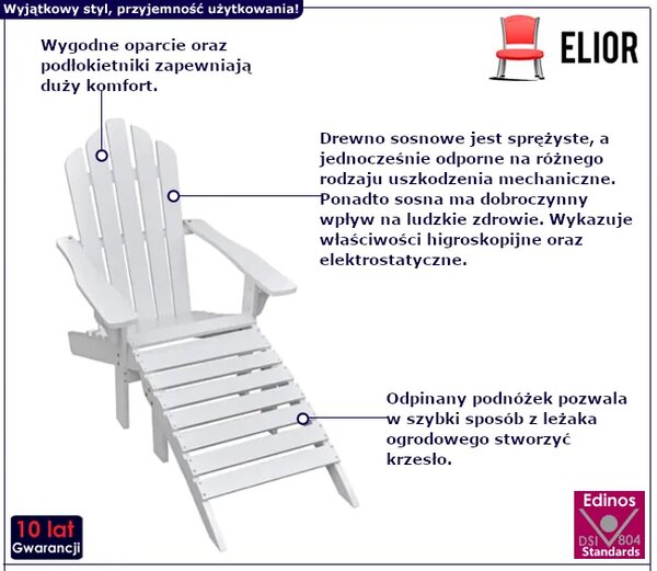 Biały drewniany leżak ogrodowy Z2-K97