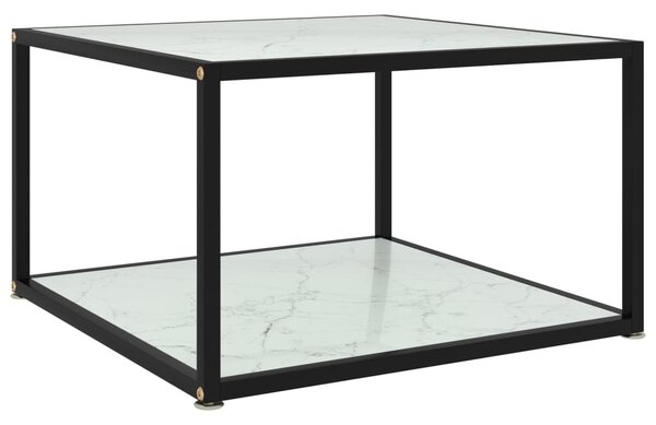 Stolik kawowy, biały, 60x60x35 cm, szkło hartowane