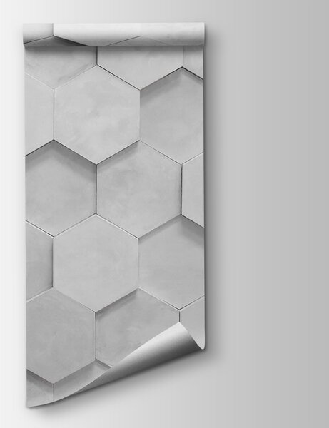 Fototapeta Białe sześciokąty na ścianie, Fototapety 3d z figurami, Popularne Fototapety, u97132 - Tapeko.pl