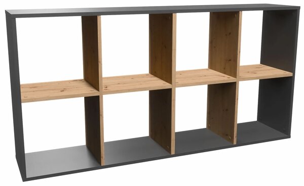 Nowoczesny stojący regał na książki antracyt + dąb artisan F3-H81