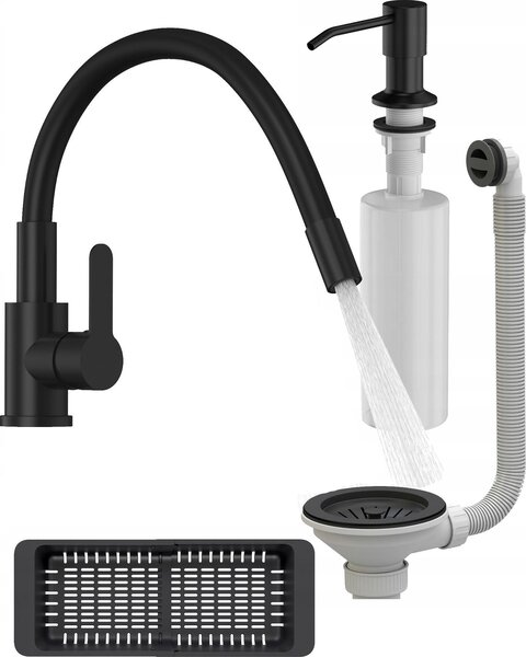 Granitan | GRADO PLUS – bateria kuchenna – elastyczny wylew – czarna