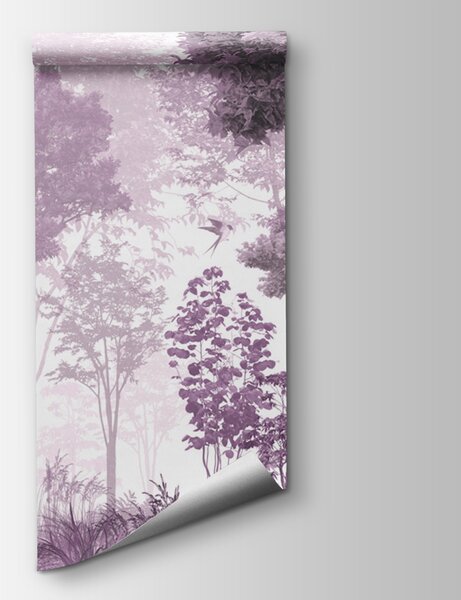Fototapeta Fioletowo-biały obraz drzew i roślin, Fototapety Las, Popularne Fototapety, u72134v4 - Tapeko.pl