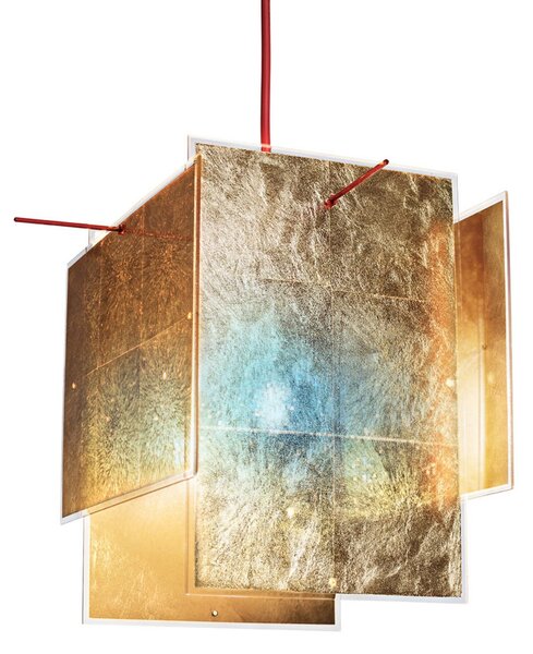 Lampa Wisząca Ingo Maurer, 24 Karat Blau, ściemnialny, złoty | mosiężny, salon, tworzywo sztuczne, design
