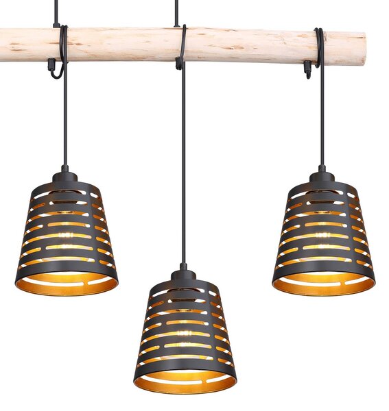 Globo Lampa wisząca Ablona, możliwość ściemniania, salon / jadalnia, drewno, nowoczesny