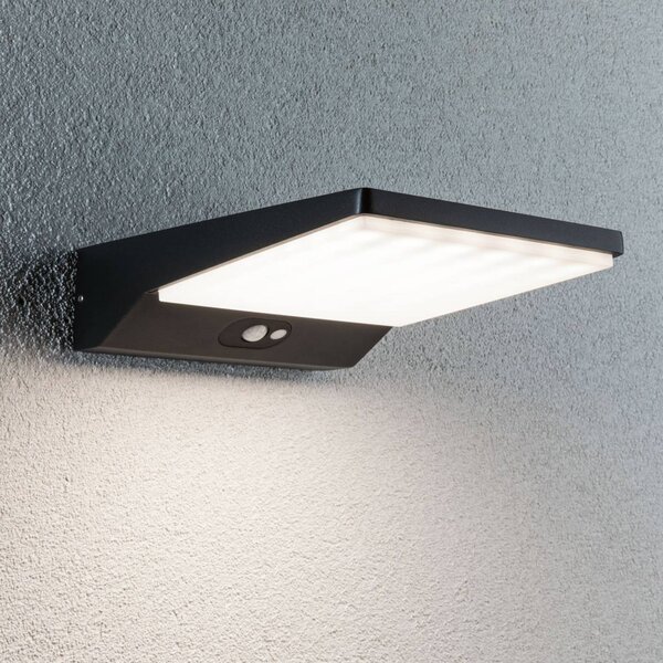 Paulmann kinkiet LED solarny Ronas, czujnik, głębokość 25 Ronas, czarny, aluminium, nowoczesny