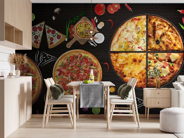 Fototapeta Pizze na stole, Fototapety Potrawy i Napoje, Popularne Fototapety, u97436 - Tapeko.pl