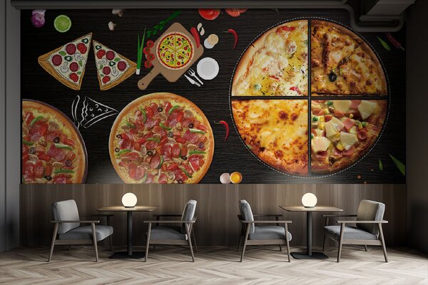 Fototapeta Pizze na stole, Fototapety Potrawy i Napoje, Popularne Fototapety, u97436 - Tapeko.pl