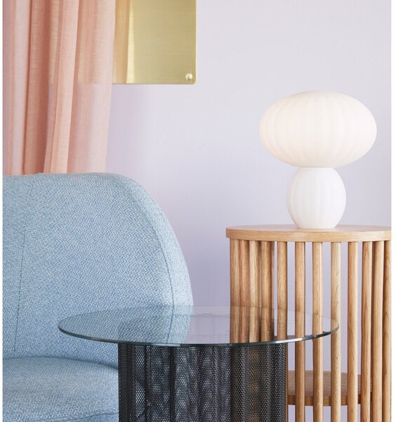 Biała szklana lampa stołowa (wysokość 28 cm) Kumu – Hübsch