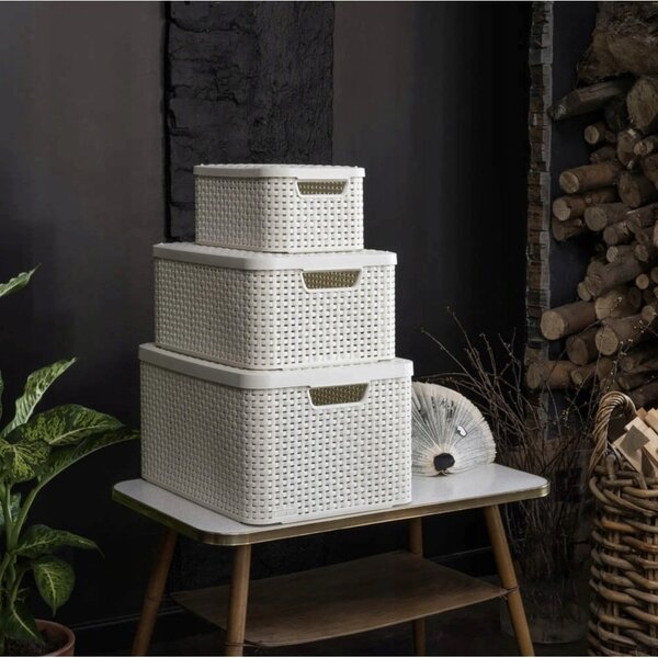 Kremowy plastikowy pojemnik z pokrywką 29x39x19 cm Style – Curver