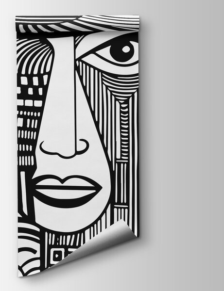 Fototapeta Czarno-biały rysunek twarzy, Fototapety design, Popularne Fototapety, u98713 - Tapeko.pl