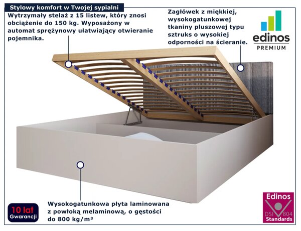 Kaszmirowe łóżko z miękkim sztruksowym zagłówkiem 90x200 K5-W04