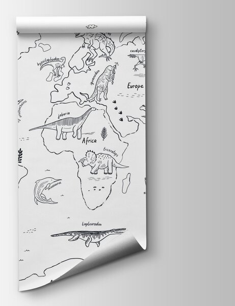 Fototapeta Mapa świata z dinozaurami, Fototapety Dziecięce, Popularne Fototapety, u98793 - Tapeko.pl