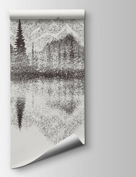 Fototapeta Pasmo górskie i drzewa odbijające się w jeziorze, Fototapety Natura, Popularne Fototapety, u98808 - Tapeko.pl
