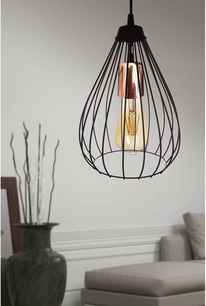 Czarna lampa wisząca z metalowym kloszem ø 24 cm Fasah – Opviq lights