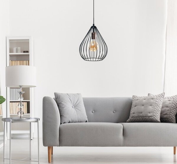 Czarna lampa wisząca z metalowym kloszem ø 24 cm Fasah – Opviq lights