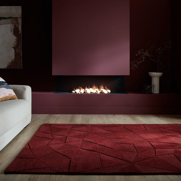 Bordowy wełniany dywan tkany ręcznie 160x230 cm Shard Red – Flair Rugs