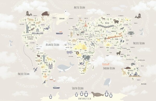 Fototapeta Mapa świata, Fototapety Dziecięce, Popularne Fototapety, u96587v1 - Tapeko.pl
